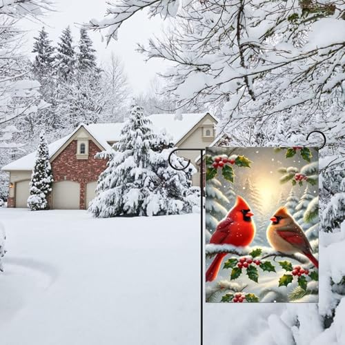 Winter Christmas Garden Flags 12x18 Double Sided Outside - color: Snow, size: 12x18 Inches