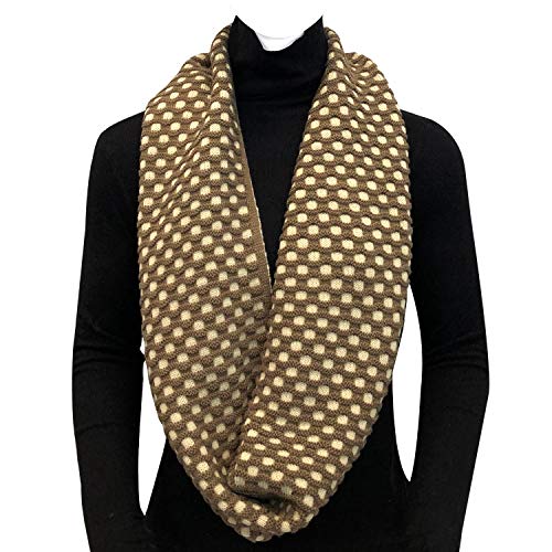 Wrapables Thick Knitted Winter Warm Infinity Scarf - color: Brown/Cream