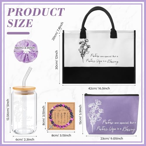 7 Pcs Pastor's Wife Appreciation Gifts Christian Set,Purple - color: Purple