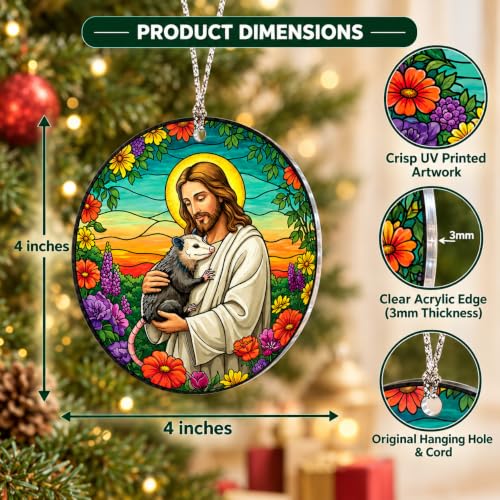Jesus Ornaments for Christmas Tree, Jesus Hugging Possum Ornament 2026 - color: Jesus Opposum