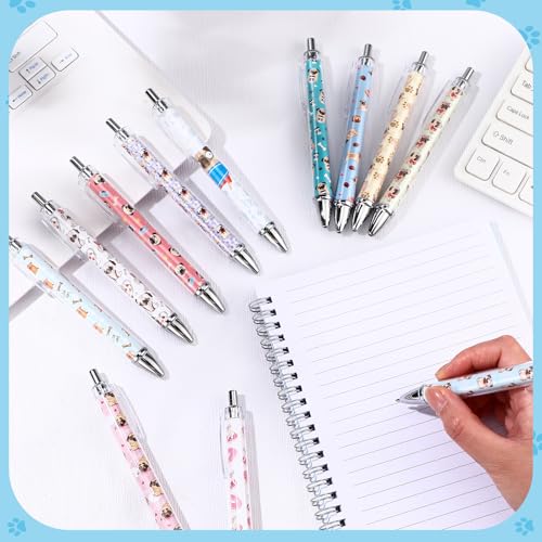 Dispowreath 12 Pcs Pug Ballpoint Pens 1.0 mm Black Ink Dog Lover Gift - style: Pug