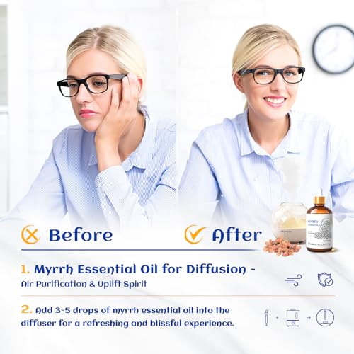 HIQILI Myrrh Essential Oil for Skin, DIY Candle & Diffuser - size: 3.38 Fl Oz (Pack of 1)