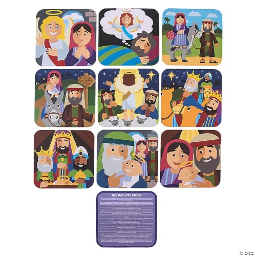 Fun Express Nativity Story Cards & Activity Masks - Educational Fun Christmas Learning Kids - Perfect for Sunday School Homeschooling Classroom Activities Engaging Holiday Crafts Stories - 29 Pieces