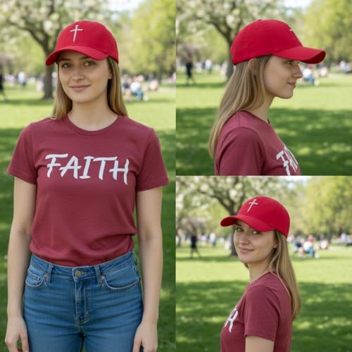 Three Nails Cross Christian Hats, Embroidered Baseball Caps for Adults - color: Hot Pink