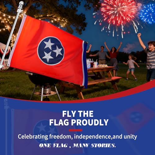 Tennessee flag for outside 3x5 Ft, Embroidered, Brass Grommets - size: 3x5Ft