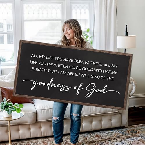 Tailored Canvases The Goodness of God Wall Art – Christian Decor Featuring “All of My Life You Have Been Faithful” To the Goodness of God Sign for Bedroom or Living Room 24x48 - size: 24"L x 24"W