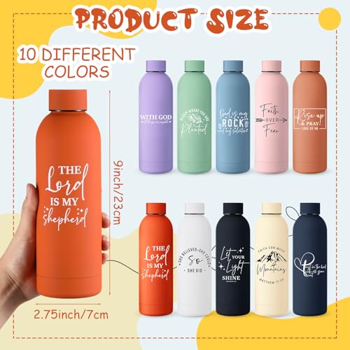 LemonRoad 10 Pcs Father's Day Christian Gifts for Men Stainless Steel Water Bottles 17oz Christian Tumbler Bible Verse Cups Religious Gifts for Church(Multicolor,Fashion) - color: Multicolor, style: Fashion