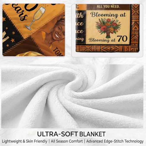 70th Black Women Throw Blanket Birthday Gifts – 70 Years Old Gift - color: Tk029, size: 80"x60"