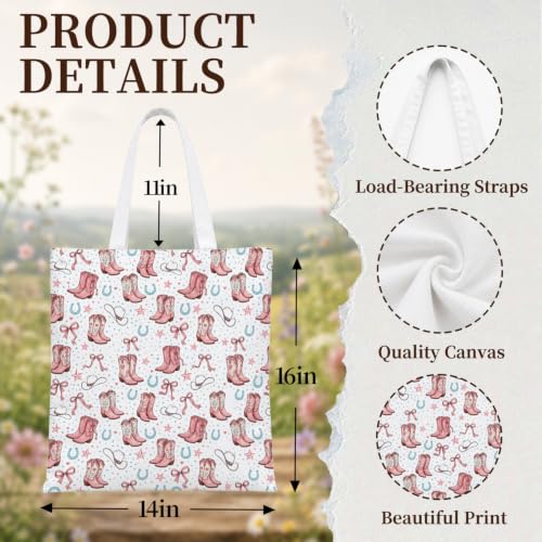 Western Cowgirl Canvas Tote Bag Cowgirl Gifts - color: Western Cowboy Theme 7
