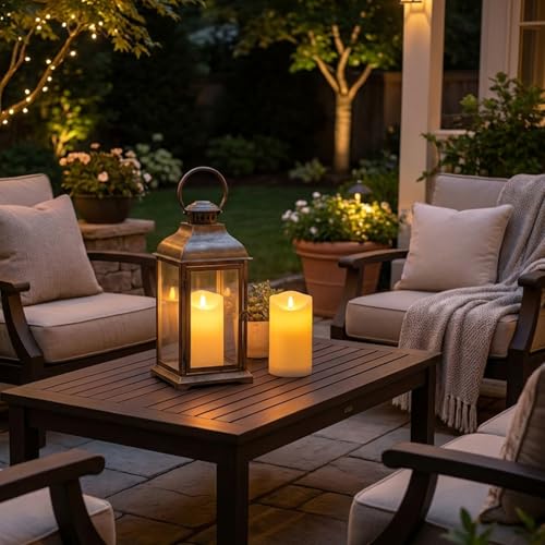 Solar Candles Outdoor Waterproof, Flameless LED Pillars Candles, Set of 2 - size: 3.25" × 6" (2-Pack)