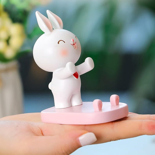 SIQITECHNO Cute Bunny Cell Phone Stand Holder Universal Resin Rabbit Smartphone Stand Desktop Phone Holder Funny Animal Statue Mobile Phones Tablet Stands Creative Desk Ornament for Home Office Desk - color: Stand