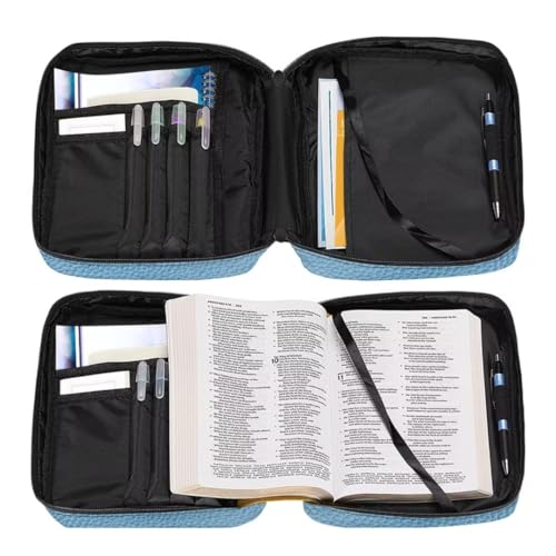 Coldinair Floral Cross Bible Cover for Women,Canvas Carrying Book Case Church Bag Bible Holder with Handle and Zippered Pocket - color: Floral Cross