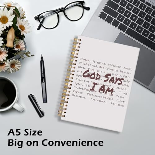 CFFJLHN God Says I Am Christian Notebook, Journal for Bible Study, Christian Gift For Women, God Says I Am Prayer Journal, Scripture Hardcover Spiral Notebook 5.5x8.3 in - color: 8