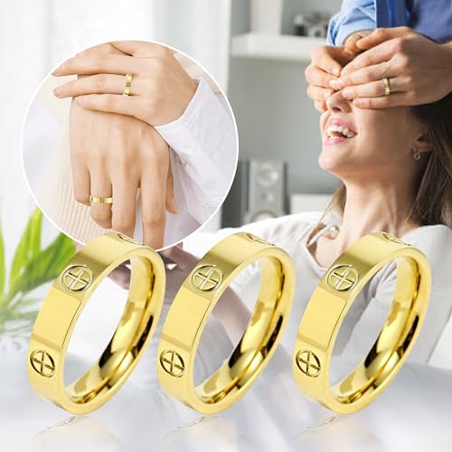 YCSLYW Ladies Stainless Steel Ring Love Friendship Ring Golden high polishing, low allergy Wedding Jewelry Valentine's Day Birthday Gift, 5-10 - color: Gold, size: 10