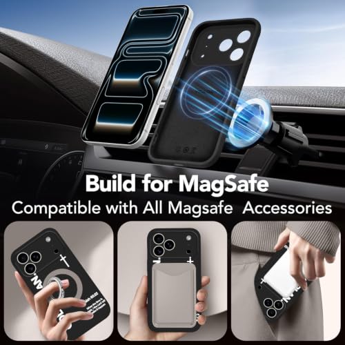 Magnetic Phone Case for iPhone 17 Pro/iPhone 18 Pro, Aesthetic Jesus Bible Verse Cross Pattern Print, Compatible with Magsafe, Shockproof Soft Silicone Cover for iPhone 17 Pro 6.3", Black - color: Black, size: iPhone 17 Pro