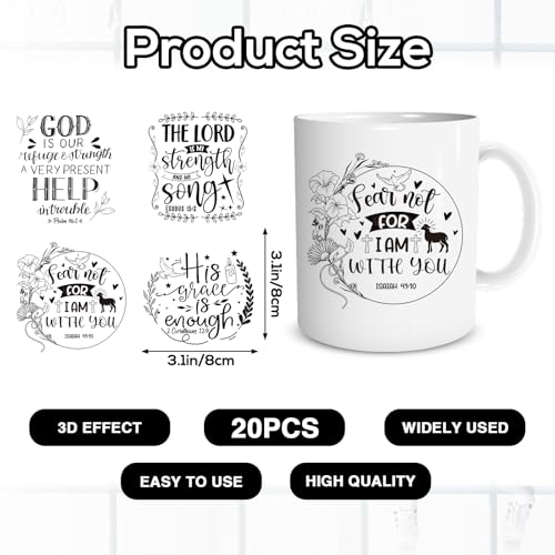 20 Sheets Black Bible Verse UV DTF Cup Wrap Transfer Stickers - style: Christian