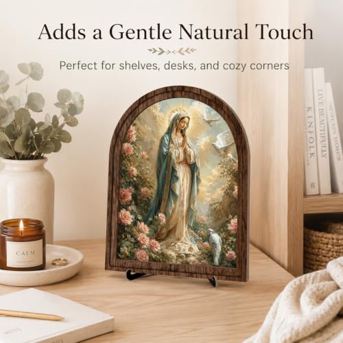 Virgin Mary Religious Wooden Decor Sign, Home Catholic Decor, 8"×10" - color: color_name17