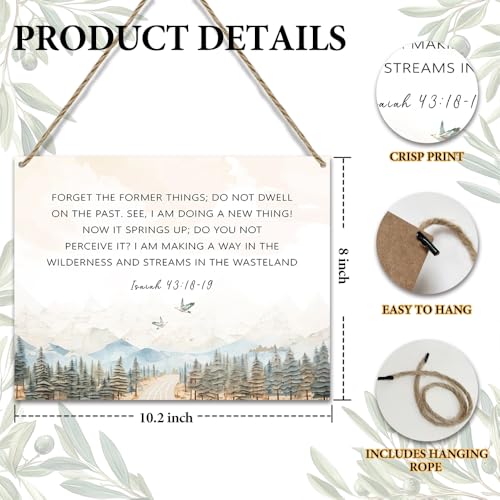 Watercolor Christian Wooden Hanging Sign Bible Verse Wall Decor for Home Office Gifts for Christmas Rustic Religious Hanging Door Wall Signs Inspirational Wall Quote Sign 10x8 inches - JZ025 - color: forest