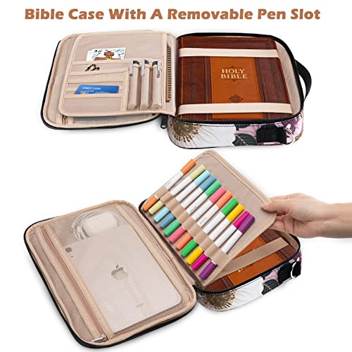 Bible Cover for Women, Large Bible Case with Handles, Bible Bag & Organizer