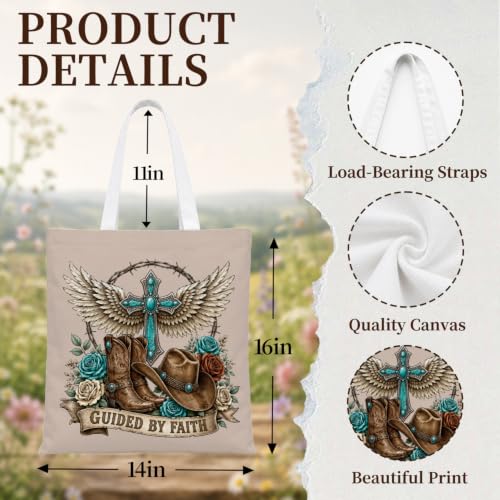 Western Cowgirl Canvas Tote Bag Cowgirl Gifts - color: Western Cowboy Theme 10