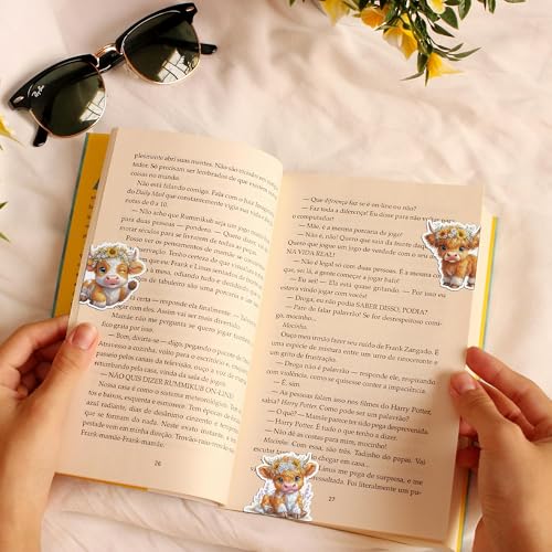 Highland Cow Bookmark Gifts - 8 Pcs Cute Animals Magnetic Bookmarks - style: Highlandd Cow