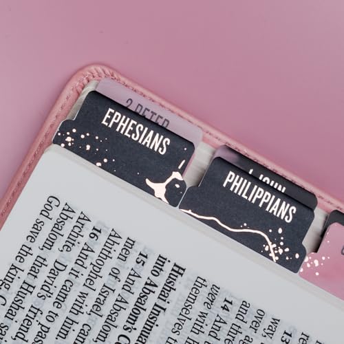 UPAFEXXI-Bible Tabs for Women and Men, 3D Gold Foil Embossed Lettering - color: Pink5
