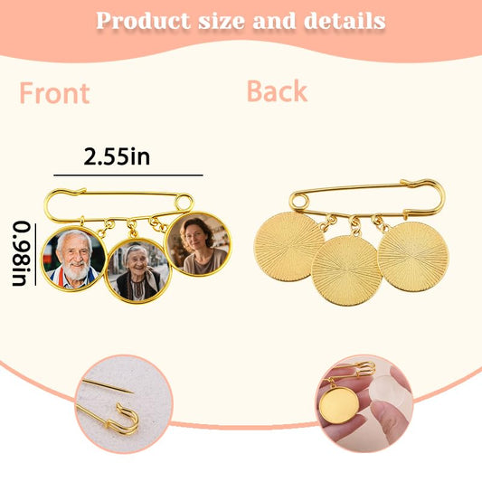 Wedding Double Picture Frame Brooch for Bride Grooms Boutonniece Pin for Wedding Bouquet - color: Color P