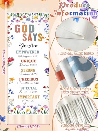 FuWeave Prayer Shawl for Women Christian Floral Scripture - style: Modern