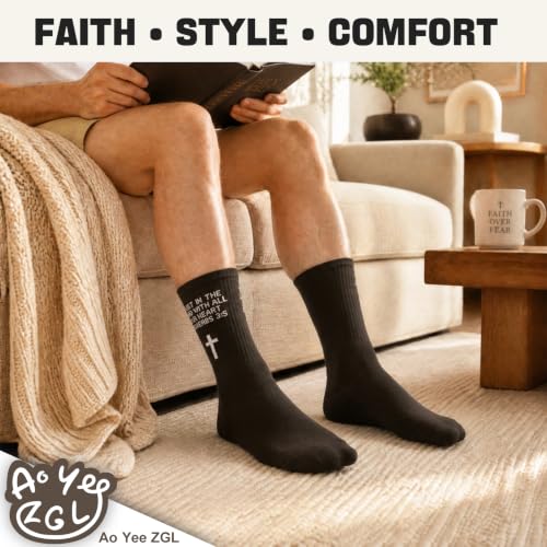 3 Pairs Christian Socks,Novelty Christian Easter Basket Stuffing - color: Proverbs 3:5 - Black