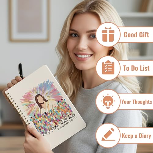 Jesus Bible Journal for Women - Church Hardcover Spiral Notebook for Bible Notes Every Knee Shall Bow Note Book Bible Study Supplies Christian Gifts for Women School Office Stuff (A5 Size) - color: Jesus
