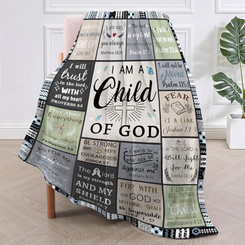 CIUGOIG Christian Gifts for Women & Men - 50"X60" I Am a Child of God Blankets - Inspirational Religious Birthday Catholic Spiritual Gifts Faith Based Gift - Christian Throws - color: Christian-grey, size: 50"x60"