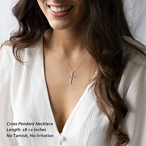 M MOOHAM Cross Necklace for Women Girls, Dainty 14K Gold Plated Cross Pendant Necklace Sideways Cross Choker Layered Necklaces for Women Girls - color: Cross Silver 0.75"×1.26"