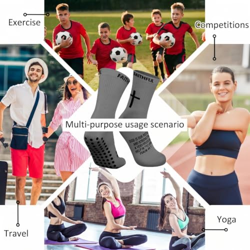 Glitopper 6 Pairs Cross Grip Soccer Socks US 6-13 christian - color: 3 Colors, style: Motivate