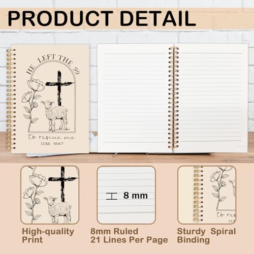 Christian Jesus Spiral Bible Notebook for Women,Christian Gifts,He Left the 99 to Rescue Me Lamb Journal, Jesus Christian Gifts for Women, Prayer Journal for Women,A5 Spiral Hardcover 5.5x8.3 - color: Christian Jesus