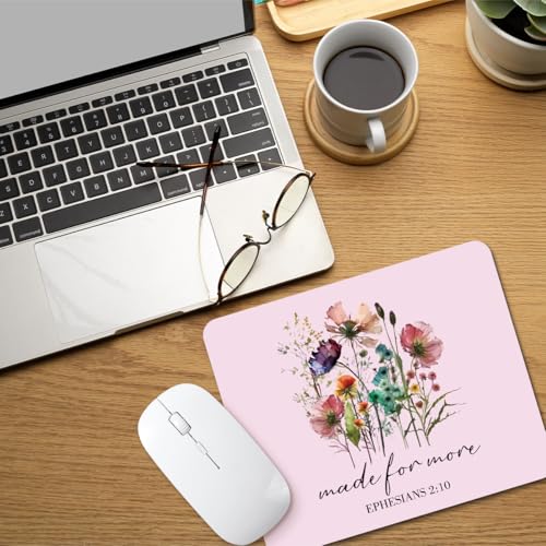 Christian Cute Mouse Pad, Bible Verse Scripture Mouse Pad for Computers Laptop Office Work Home, Gifts for Christian Women Girls Pink, 9.4x7.8 Inch - color: floral