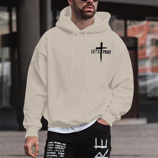 Christian Hoodies for Men Jesus Cross Casual Tops - color: Apricot, size: X-Large