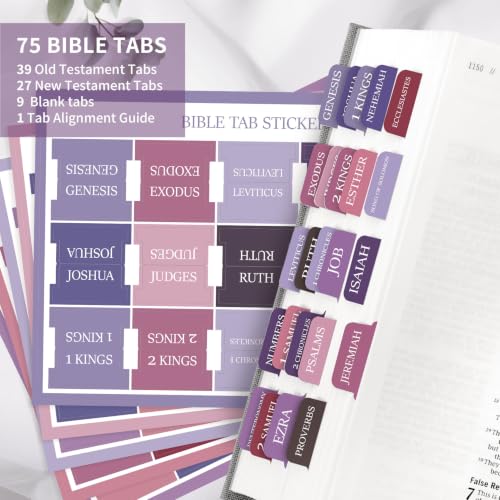 Taja Bible Tabs, 75 Large Print Index Tabs for Women & Men - color: U-berry Psalms