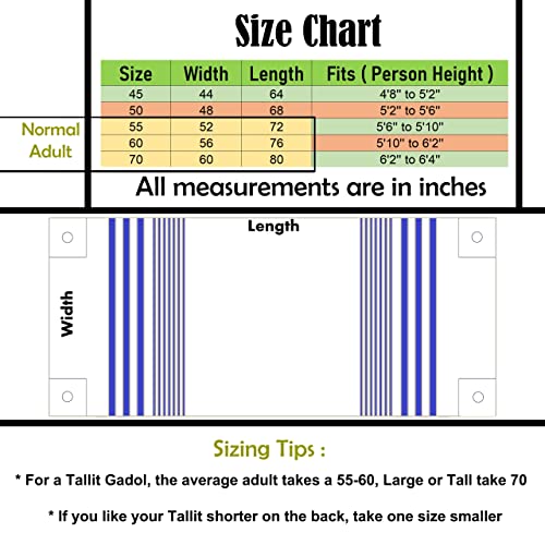 A supervised kosher Tallit Gadol Prayer Shawl from Israel,Wedding Model Diamond,Non-Slip.Wash and Iron easily. - color: With Blue Stripes, size: Size 70 - 80 x 60 Inch