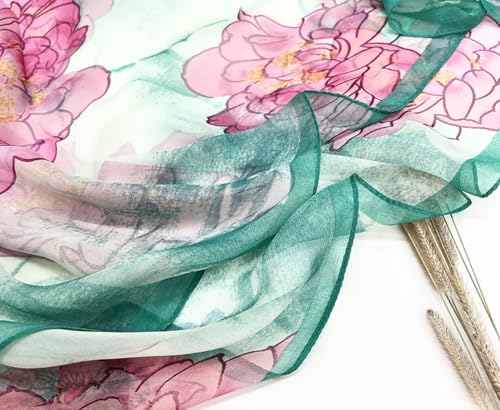 Pokeedioty Scarfs for Women Lightweight Fashion Scarves Elegant Floral Pattern Sheer Scarfs Sunscreen Shawls Wraps - color: P 084