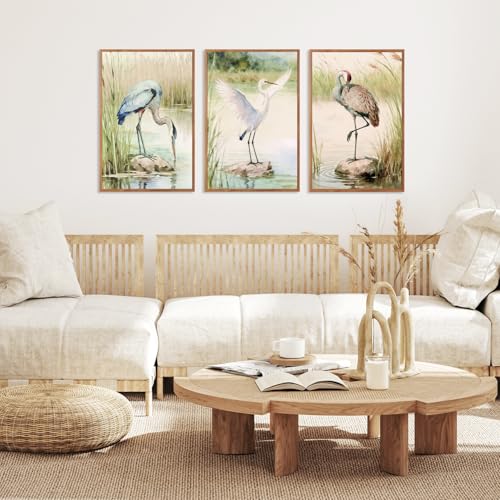 IARTTOP Blue Heron Wall Art Coastal Birds Wall Decor Sea Bird Art Prints - color: Coastal Birds Canvas Wall Art, size: 16"L x 24"W