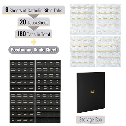 Mr. Pen- Catholic Leather Bible Tabs, 160 Tabs - color: Black Leather, White Paper