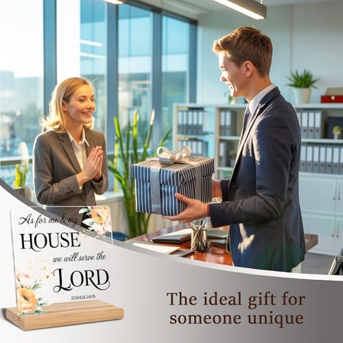 Christian Gifts, As for Me and My House We Will Serve The Lord Quotes Bible Verse Acrylic Plaque Signs, House Home Gift for Friends, Family Coworkers, Home Desk Decor Signs - color: As for Me