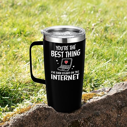 SANDJEST You are The Best Thing 20oz Tumbler with Handle Coffee Travel Mug Cup Gift for Boyfriend Husband Wife Girlfriend on Valentines Birthday Anniversary - color: Couple