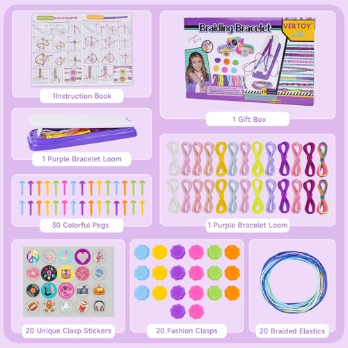 VERTOY Friendship Bracelet Making Kit for Girls - Popular Toys for 7 8 9 10 11 12+ Year Old, Arts and Crafts Bracelets Maker Activities Supplies, Ideas Birthday Gifts Age 6-12 yr Girl - color: Purple