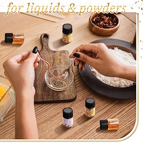 Lallisa 200 Pcs 2 ml Glass Vials with Black Screw Caps and Plastic Stoppers, 1/2 Dram Clear Small Leakproof Bottles Bulk, Mini Liquid Sample Vials for Essential Oils, Sample, DIY Craft - color: Clear with Black Cap, size: 2 ml
