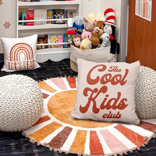 Kids Room Decor Pillow Covers 18x18, The Cool Kids Club Decorative Throw Pillow Covers Pillowcases for Toddler Boy Girl Nursery Room Bedroom Playroom Decor - color: 03-kidroom(2)
