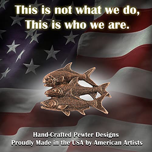 Grand Slam Bonefish Tarpoon Fish Pin, Pewter, Lapel, Hat, Pins, Brooch, Brooches, Jewelry, Gift, Handmade in the USA, 200 Fish Designs Available. S035PRZ - color: Copper Plated