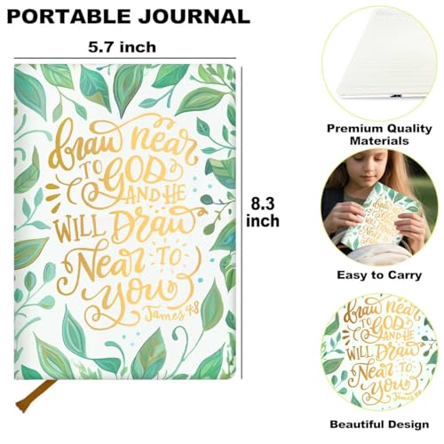 Green Christian Notebook Bible Verse Lined Journal Notebook for Women Men - color: Multi 1299