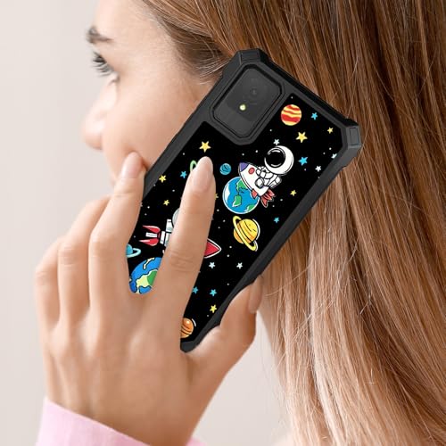 RYUITHDJP for TCL K11 Phone Case with Tempered Glass Screen Protector,Dual Layer Shockproof Corners Protection Case for TCL K11,Astronaut Planet Design - color: Astronaut Planet Design, size: TCL K11