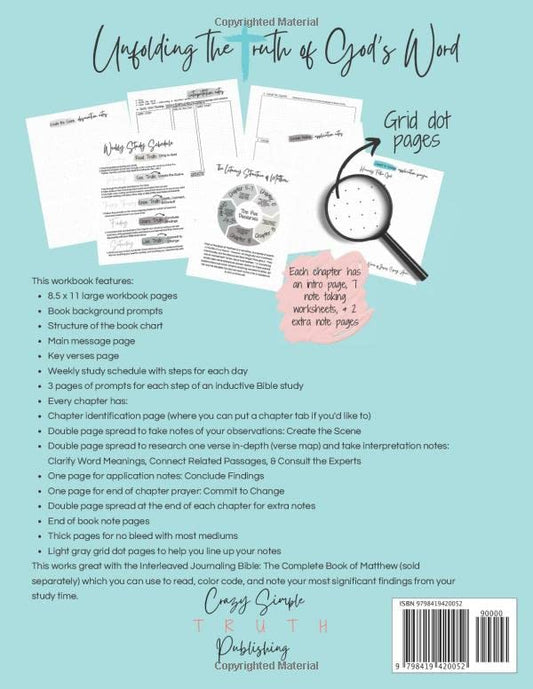 The Book of Matthew: Inductive Bible Study Workbook (Includes verse mapping worksheets with every chapter)